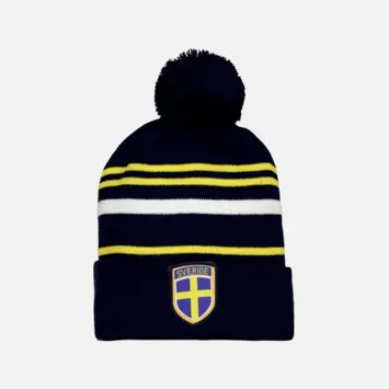 Mössa – Sverige  - Stickad mössa med garntofs